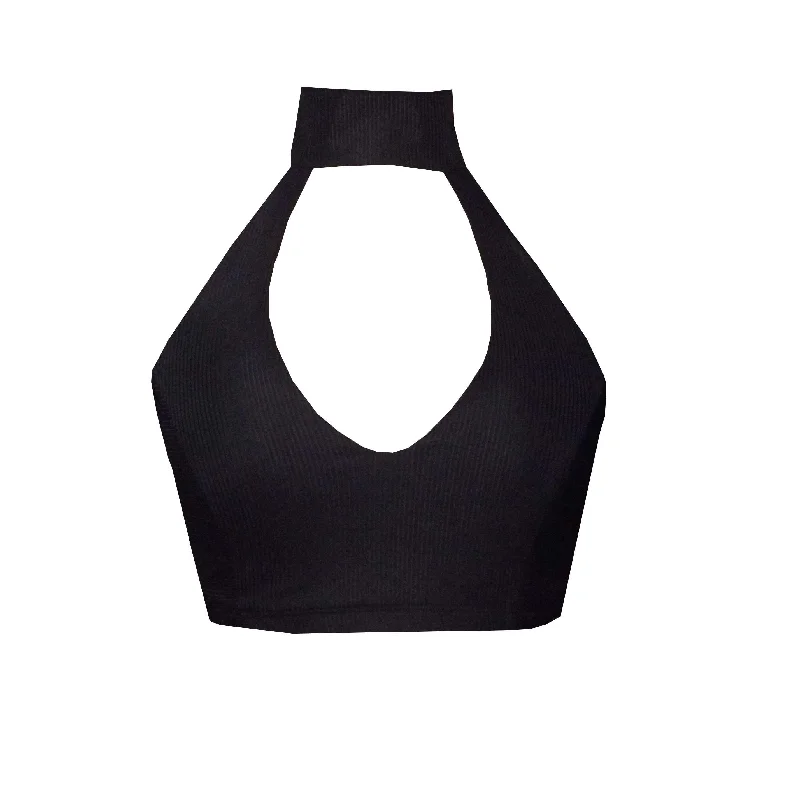 Huge Discounts High Neck Halter Sports Crop Top BK139b