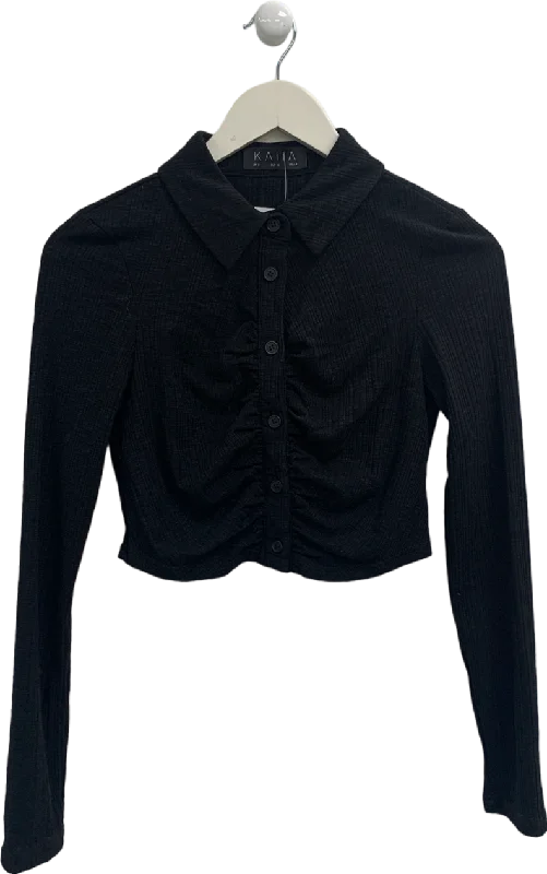 Exclusive Access Kaiia the label Black Long Sleeved Crop Top UK 8