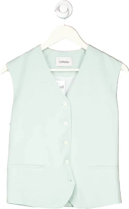 Reduced Prices Lattelier Mint Green Linen Blend Waistcoat UK M