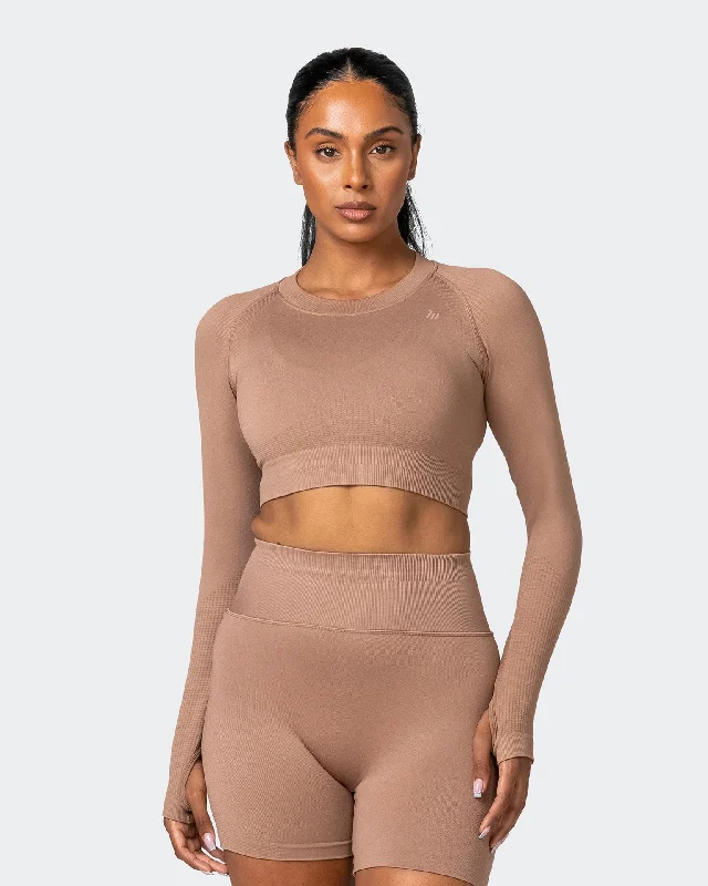Weekend Special Classic Seamless Long Sleeve Top - Biscuit