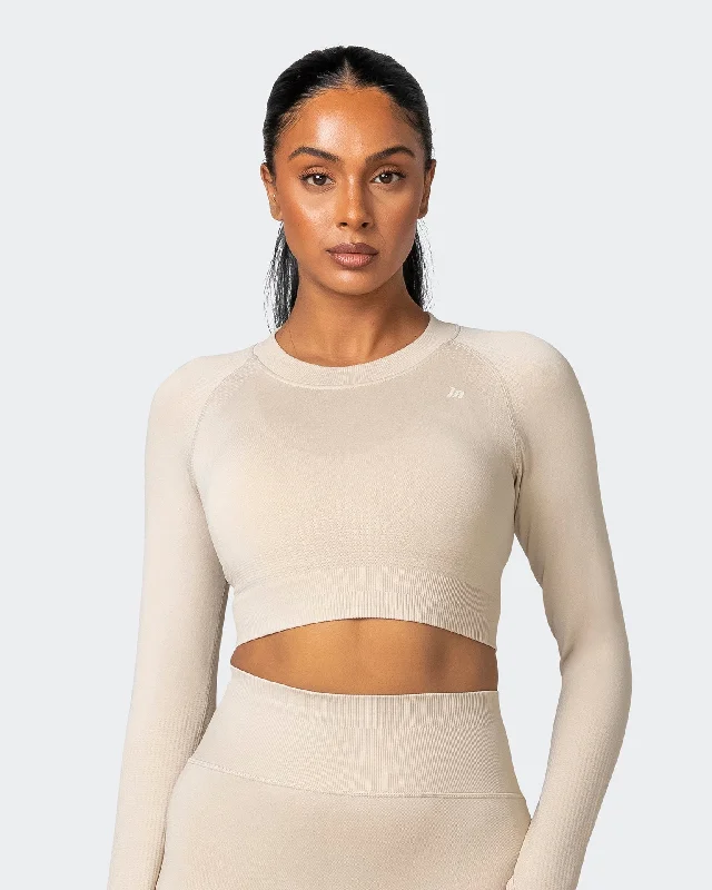 Price Drop Classic Seamless Long Sleeve Top - Bone