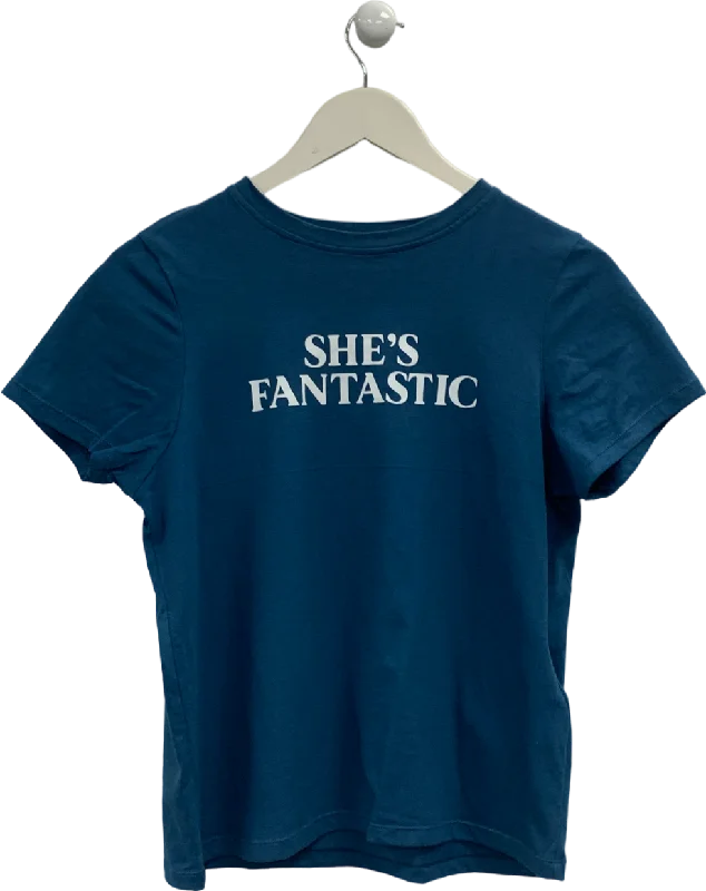 Hurry In Motelrocks Blue She’s Fantastic Slogan Tee UK XS