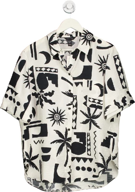 Overstock New Look Black and White Patterned Shirt UK 12