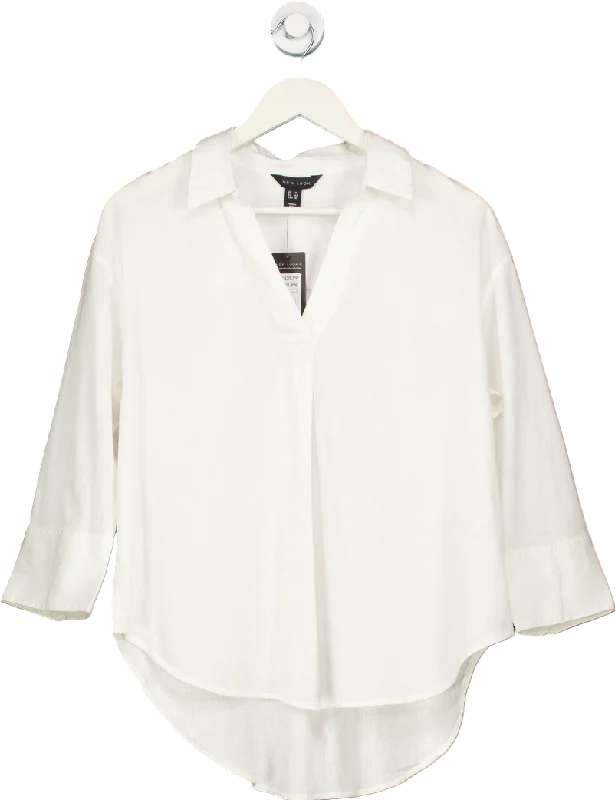 Exclusive Savings New Look White Overhead Linen Shirt UK 14