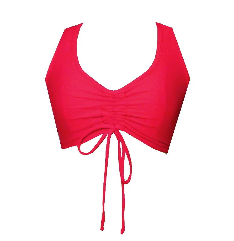 Daily Deals Red Scrunch front Sports Crop Top BK138R