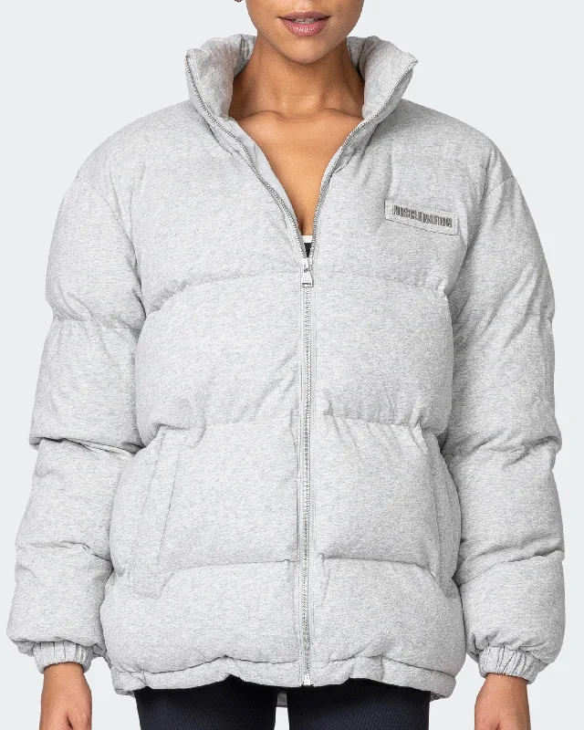 Final Markdown Womens Muse Oversized Puffer Jacket - Light Grey Marl