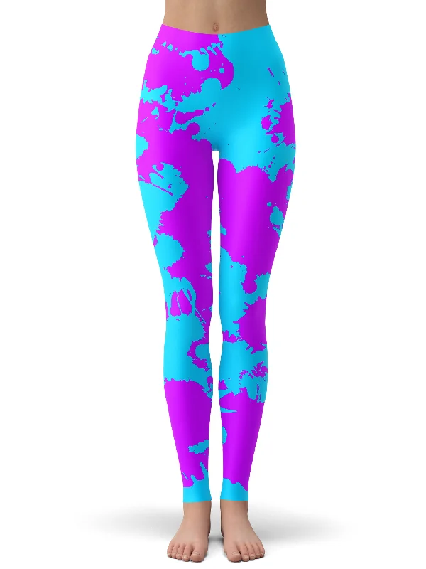 Time-Limited Offer Blue and Purple Paint Splatter Leggings
