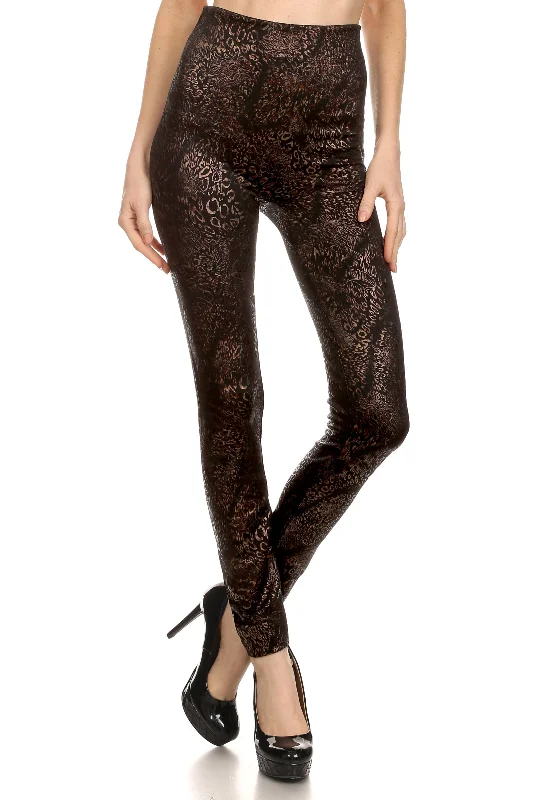 Special Savings Metallic Etched High Rise Fleece Lined Leggings