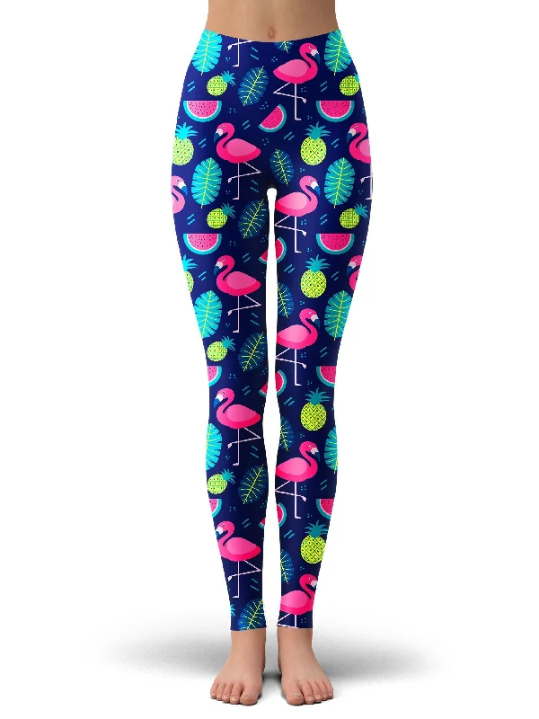 While Supplies Last Neon Flamingos Leggings