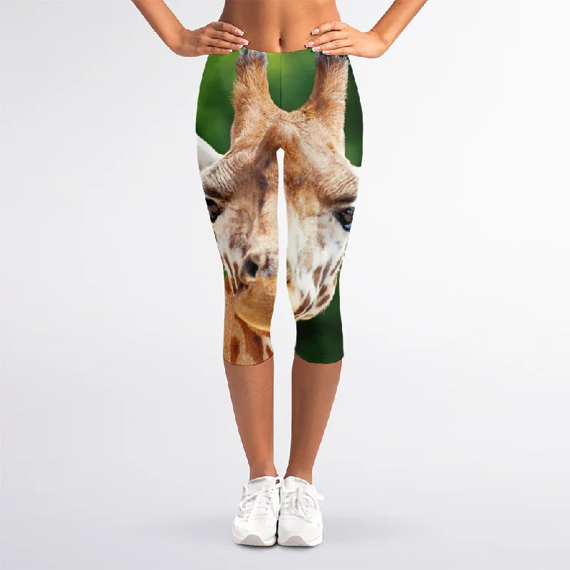 Bargain Blast Smiley Face Giraffe Print Women's Capri Leggings