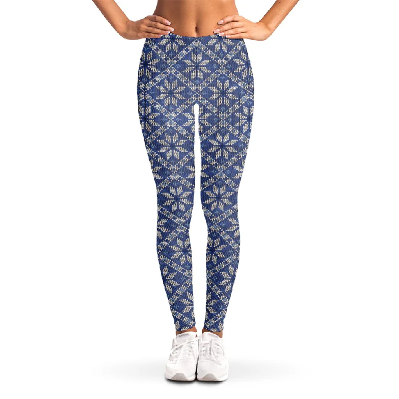 Unmissable Offer Snowflakes Knitted Pattern Print Women's Leggings