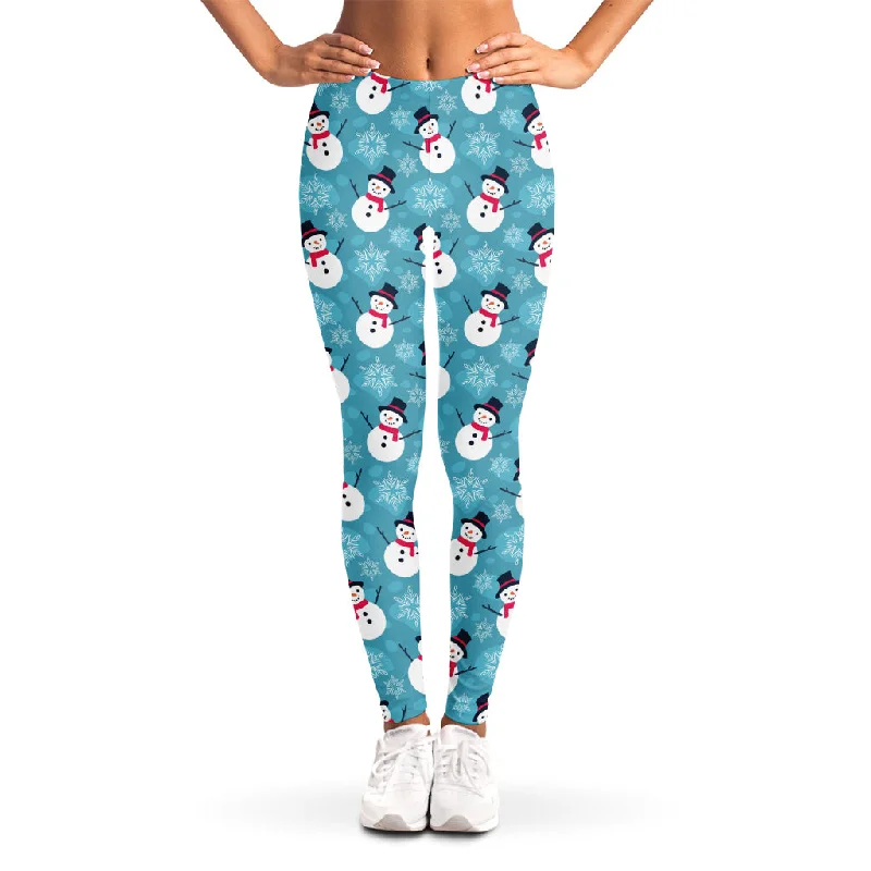 Buy More, Save More Snowman And Snowflake Pattern Print Women's Leggings