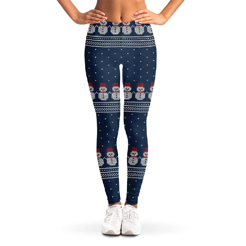 Value Deals Snowman Knitted Pattern Print Women's Leggings