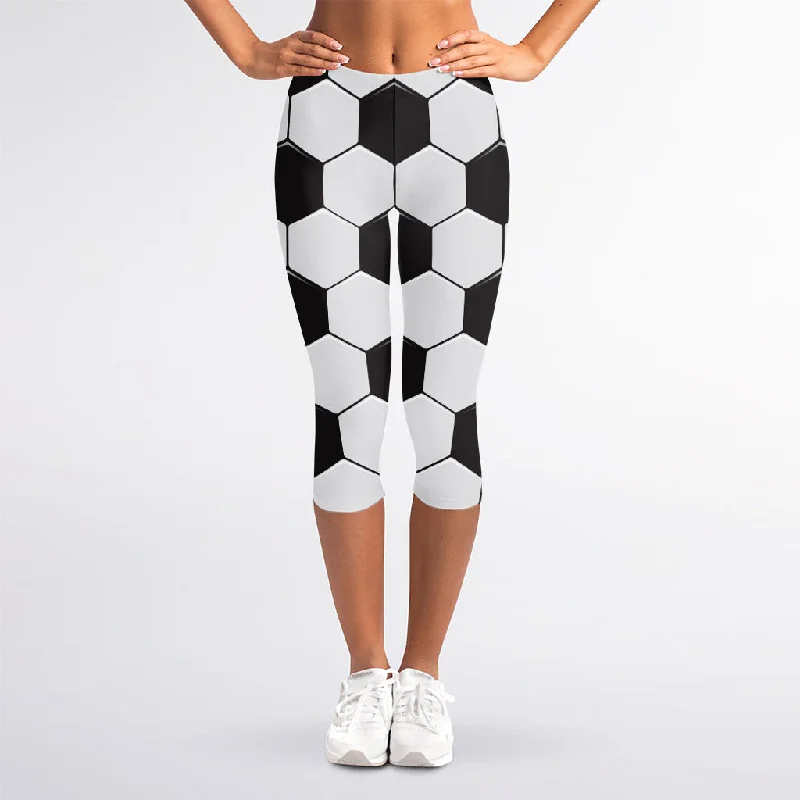 Holiday Sale Soccer Ball Print Women's Capri Leggings