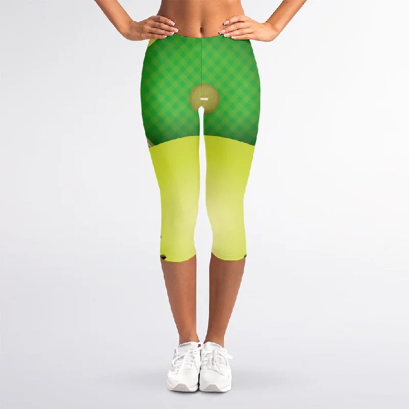 Special Savings Softball Field And Ball Print Women's Capri Leggings