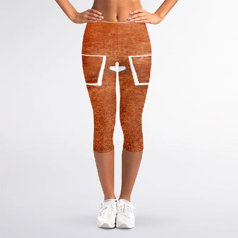 Don’t Miss Out Softball Playing Field Print Women's Capri Leggings