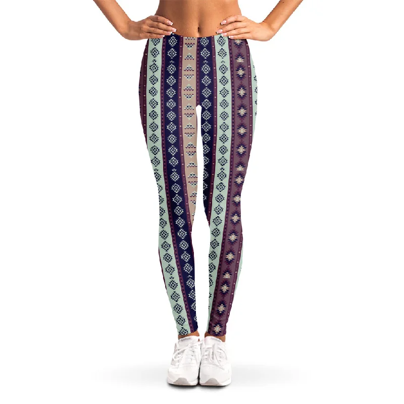 Limited Availability Southwestern Stripe Pattern Print Women's Leggings