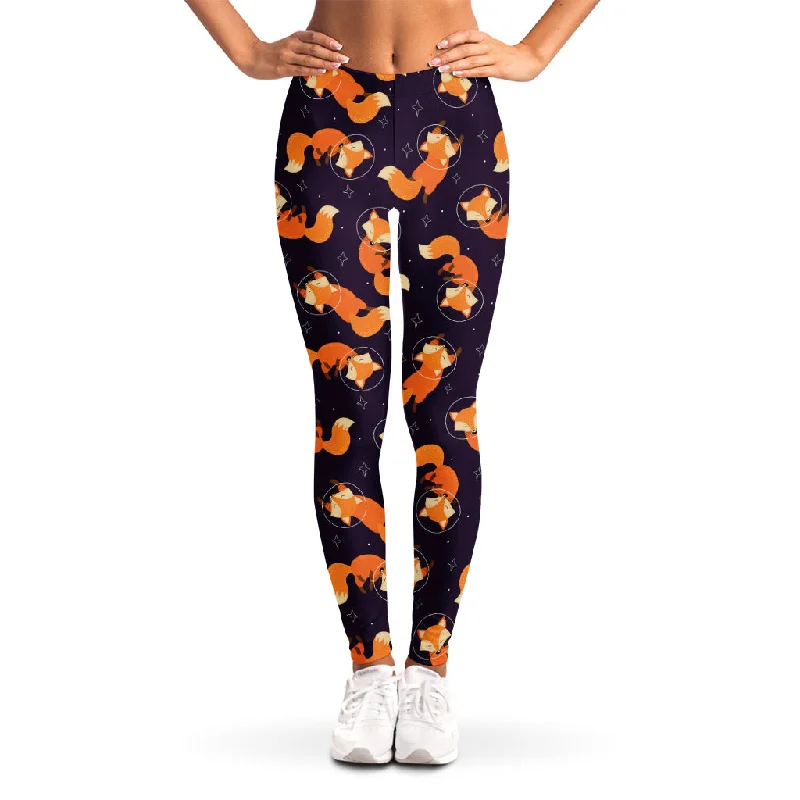 New Markdowns Space Fox Pattern Print Women's Leggings