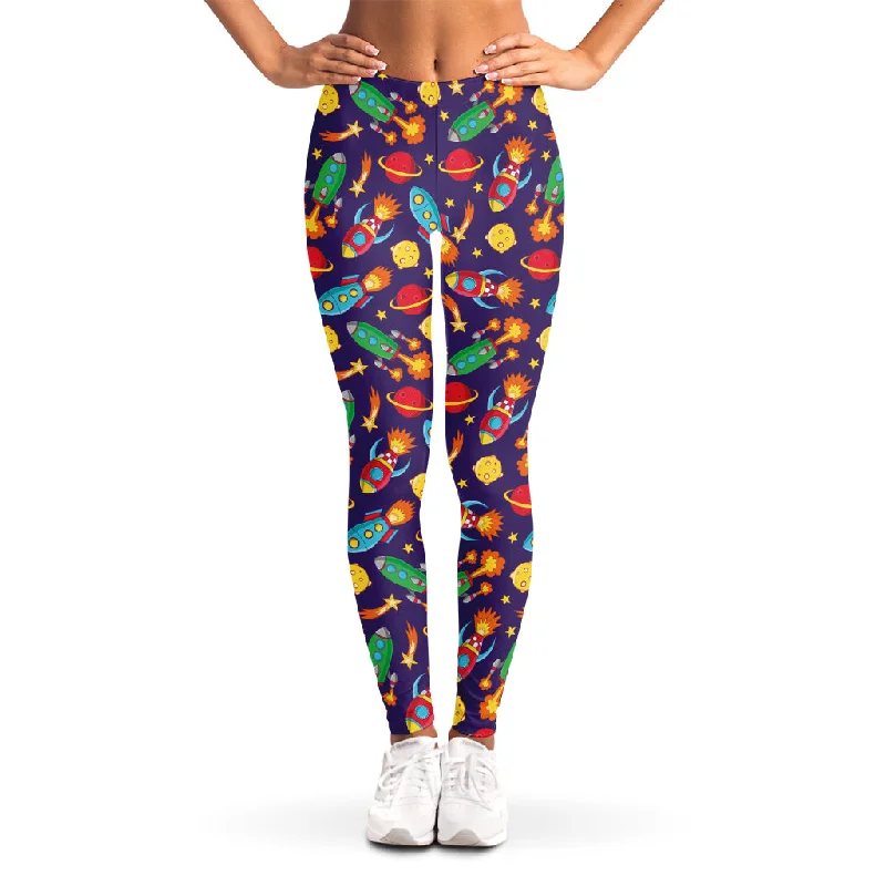 Massive Deals Space Rockets Pattern Print Women's Leggings