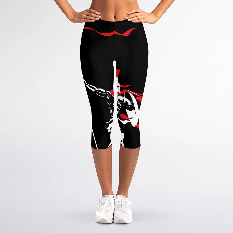 Year-End Clearance Spartan Warrior Print Women's Capri Leggings