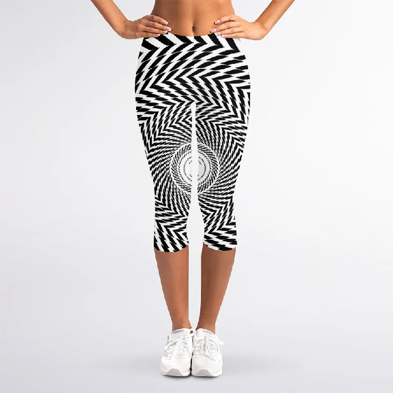 Special Discount Spiral Illusory Motion Print Women's Capri Leggings