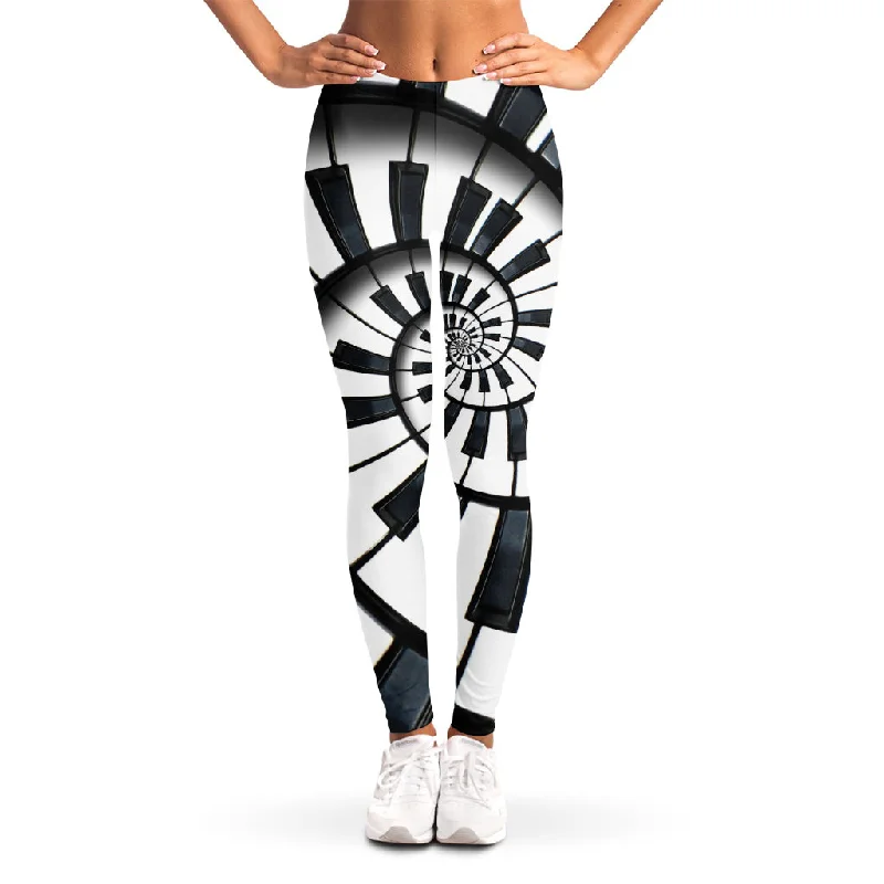 Best Bargains Spiral Piano Keyboard Print Women's Leggings