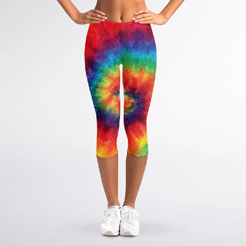 Savings Galore Spiral Tie Dye Print Women's Capri Leggings