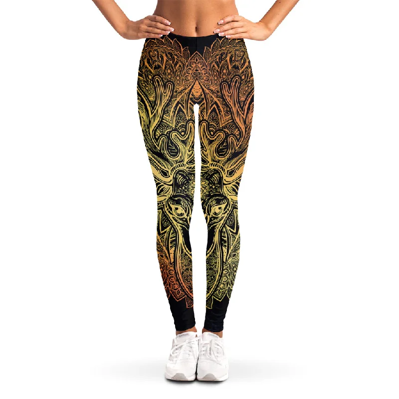 Deal Alert Spiritual Deer Mandala Print Women's Leggings