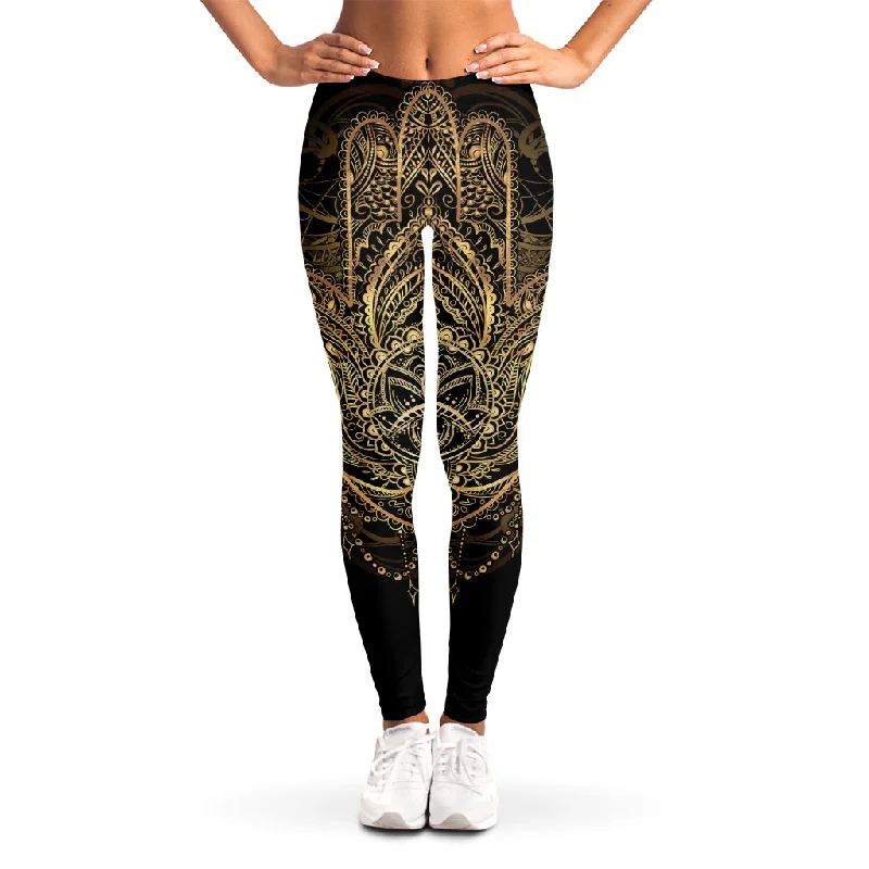 Savings Bonanza Spiritual Hamsa Hand Of Fatima Print Women's Leggings