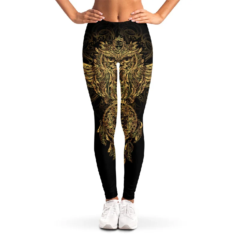 Deal Zone Spiritual Owl With Dreamcatcher Print Women's Leggings