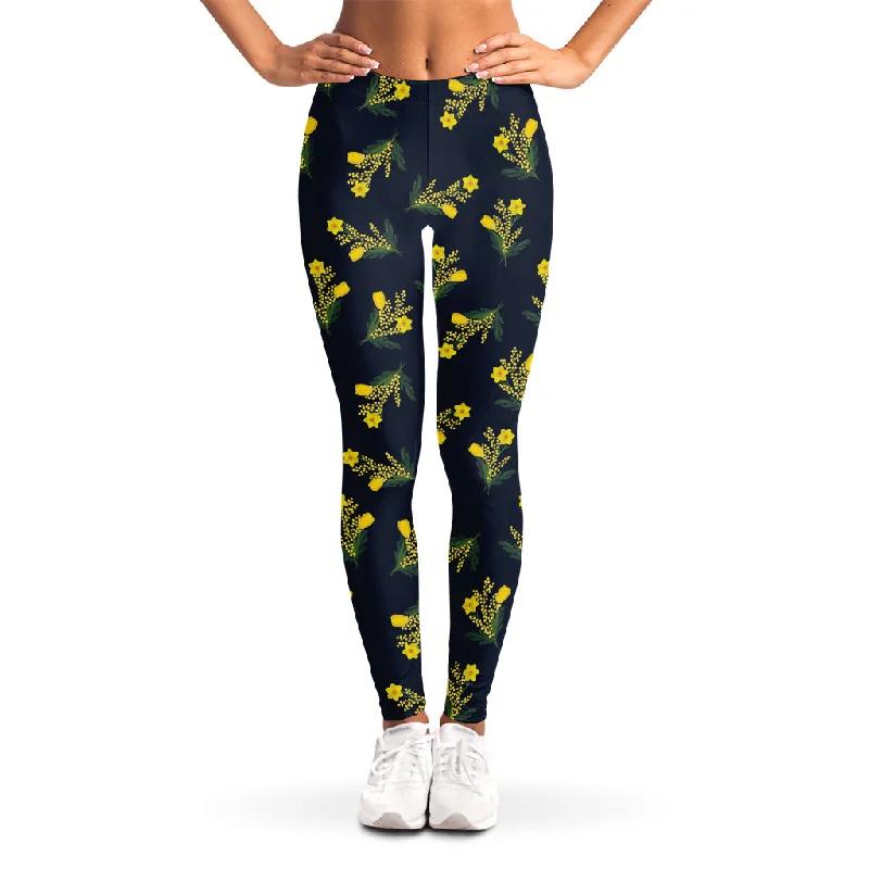 Online Exclusive Spring Daffodil Flower Pattern Print Women's Leggings