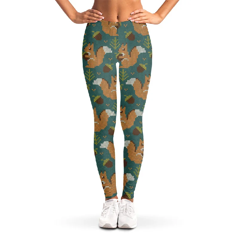 Grand Opening Sale Squirrel Knitted Pattern Print Women's Leggings