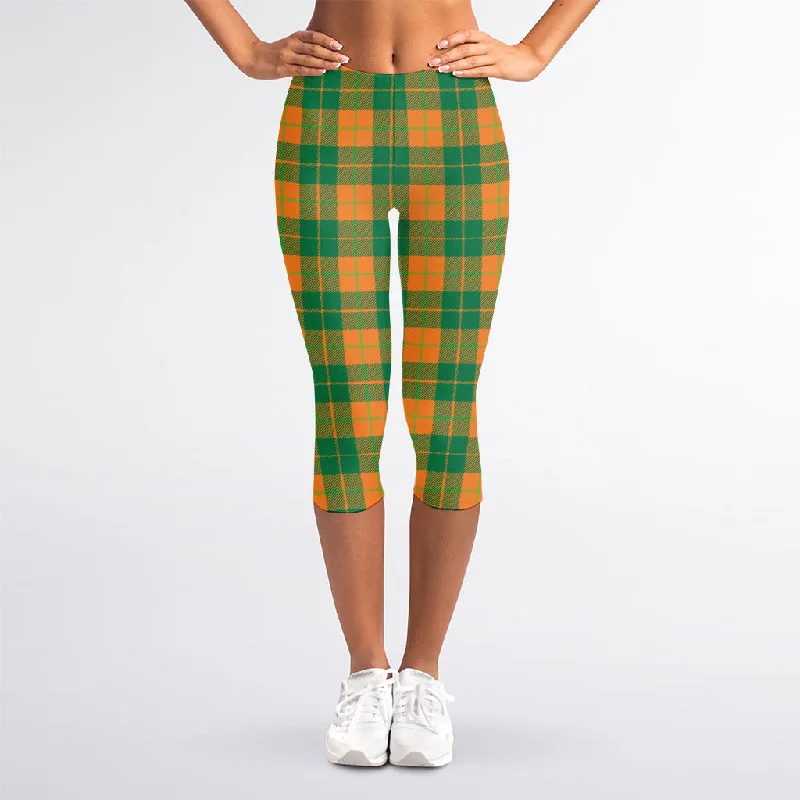 Huge Savings St. Patrick's Day Stewart Plaid Print Women's Capri Leggings