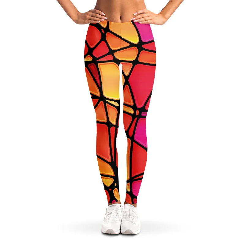 Year-End Sale Stained Glass Mosaic Pattern Print Women's Leggings