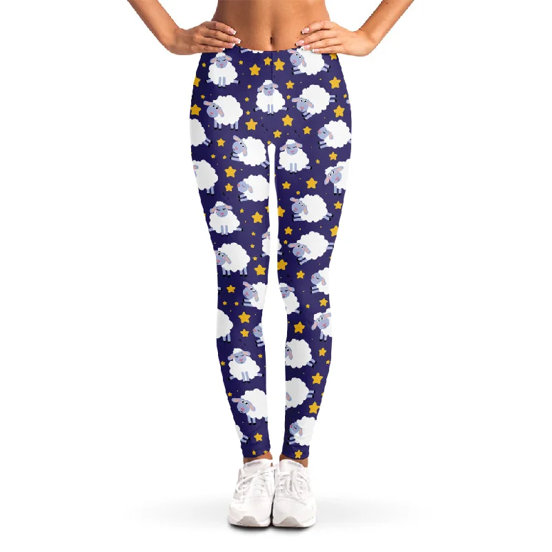Weekend Special Star And Sheep Pattern Print Women's Leggings