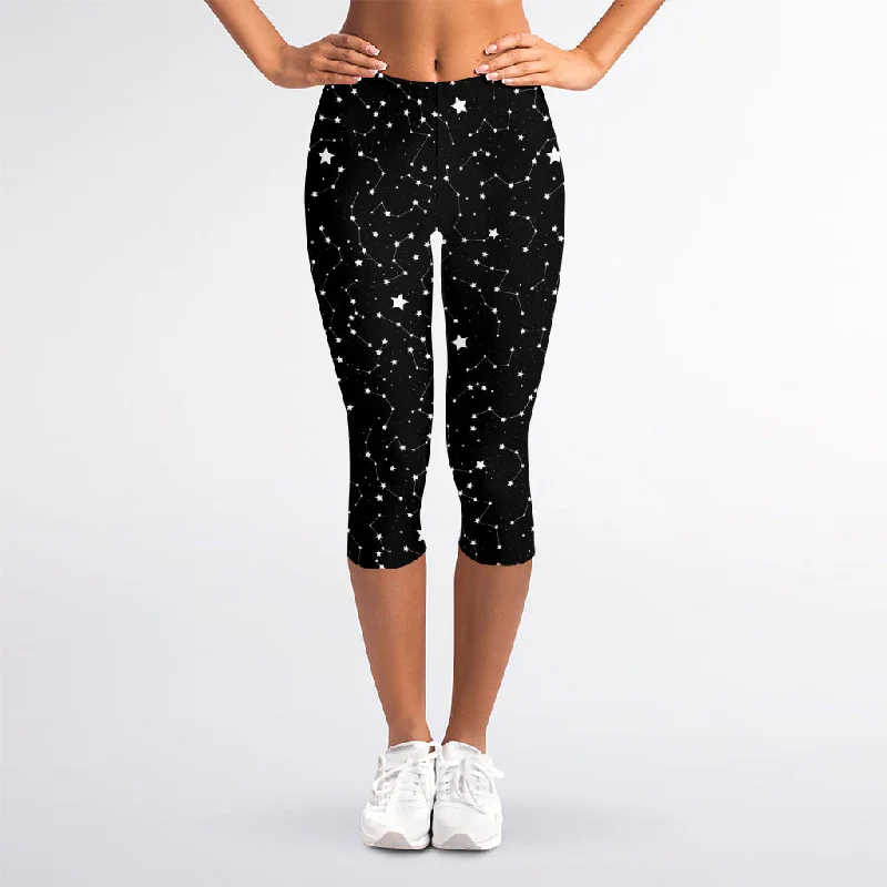 Unmissable Offer Star Constellations Pattern Print Women's Capri Leggings