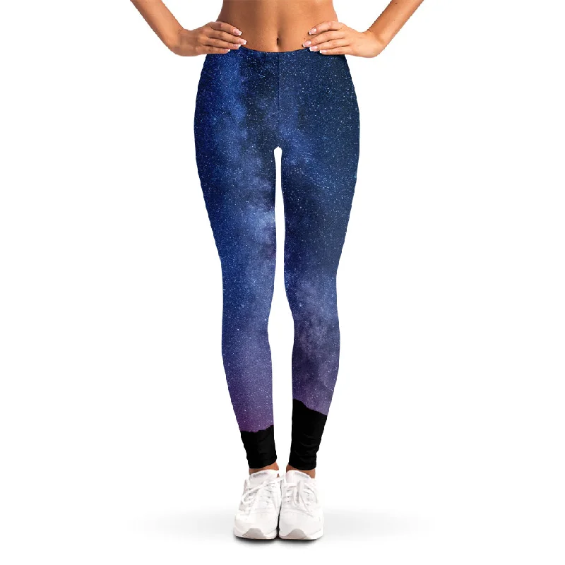 Shop and Save Stars Night Milky Way Print Women's Leggings