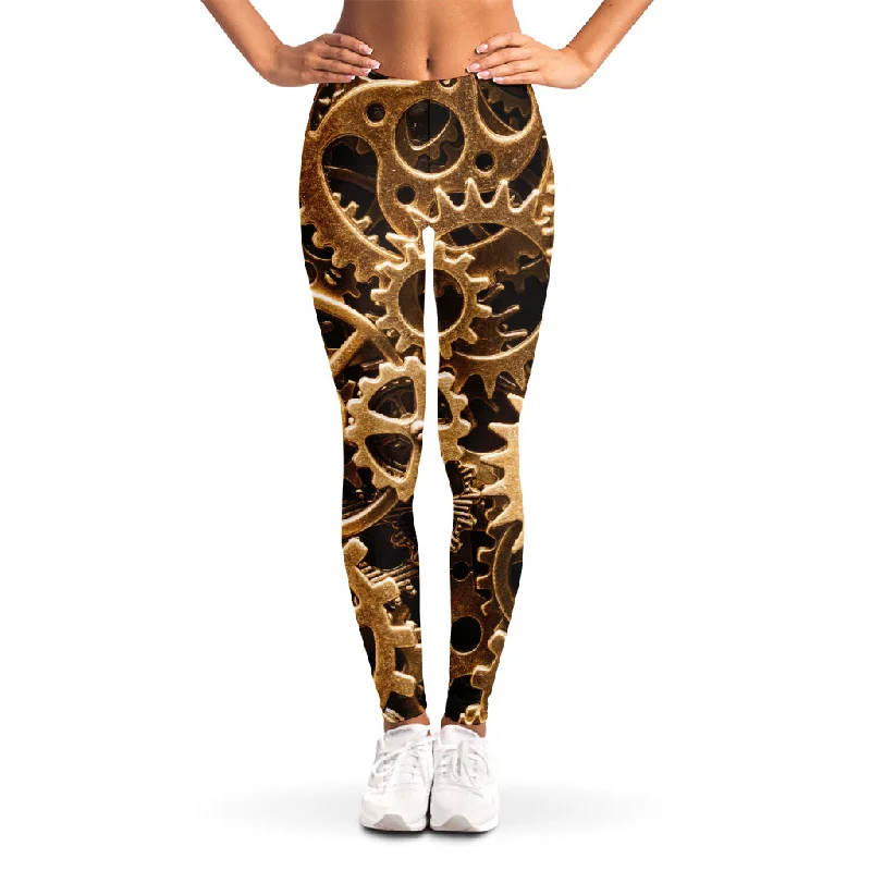 The Best Prices Steampunk Brass Cogs And Gears Print Women's Leggings