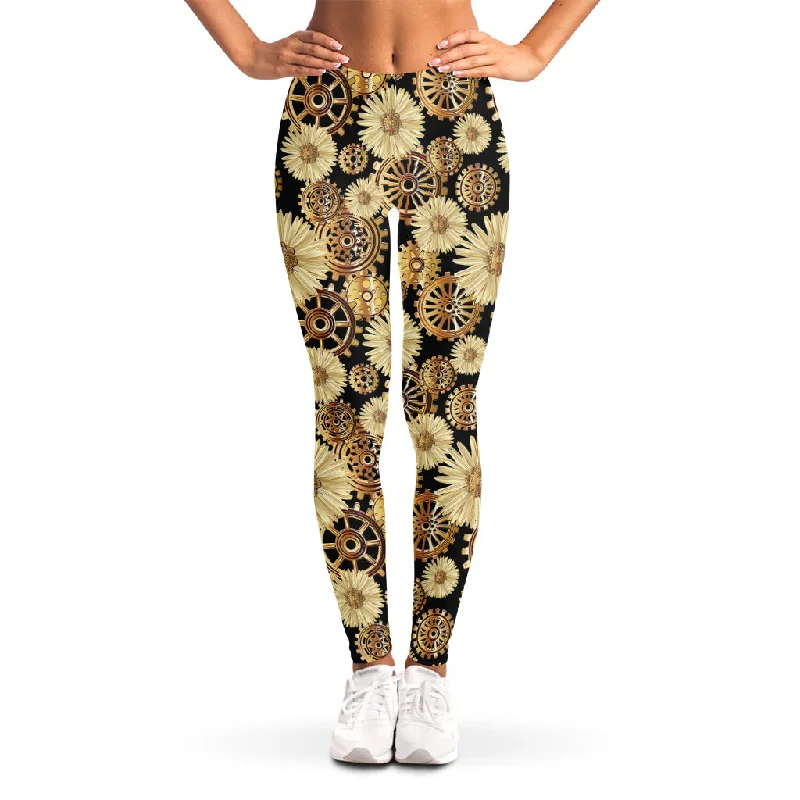 Steals and Deals Steampunk Chamomile Pattern Print Women's Leggings