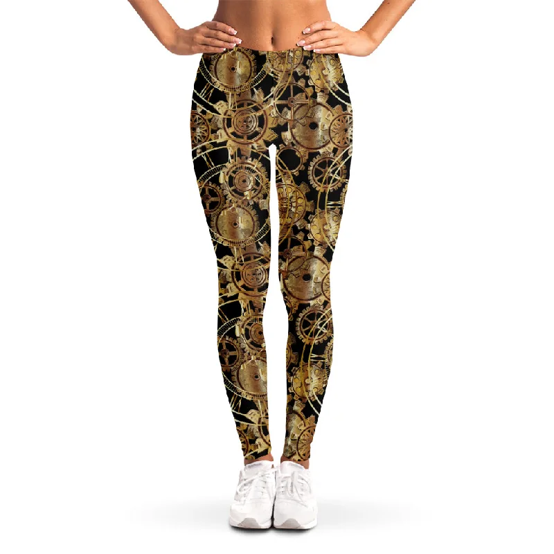 Overstock Steampunk Clock Gears Print Women's Leggings