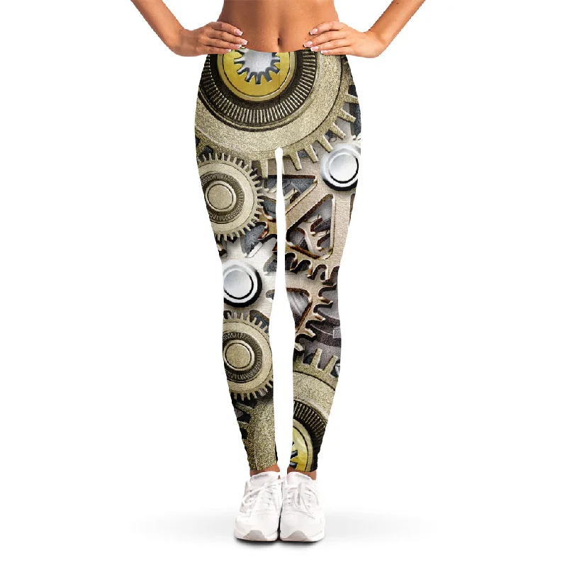 Massive Deals Steampunk Metallic Gears Print Women's Leggings