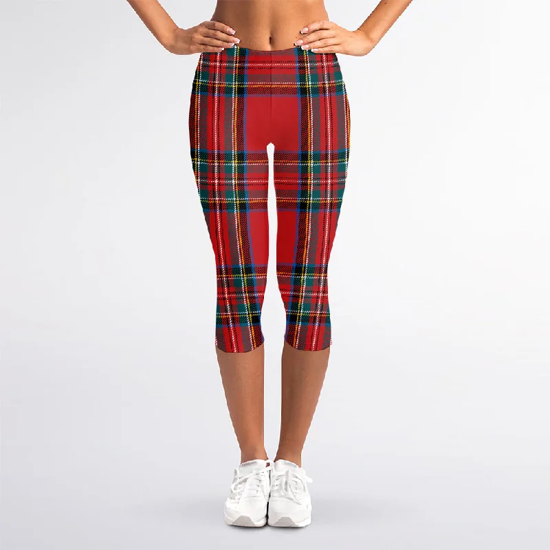 Amazing Deals Stewart Tartan Scottish Pattern Print Women's Capri Leggings
