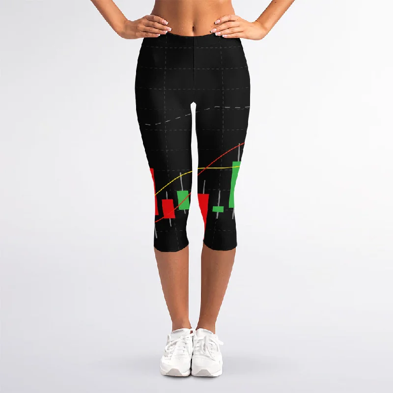 Deal Mania Stock Market Candlestick Print Women's Capri Leggings