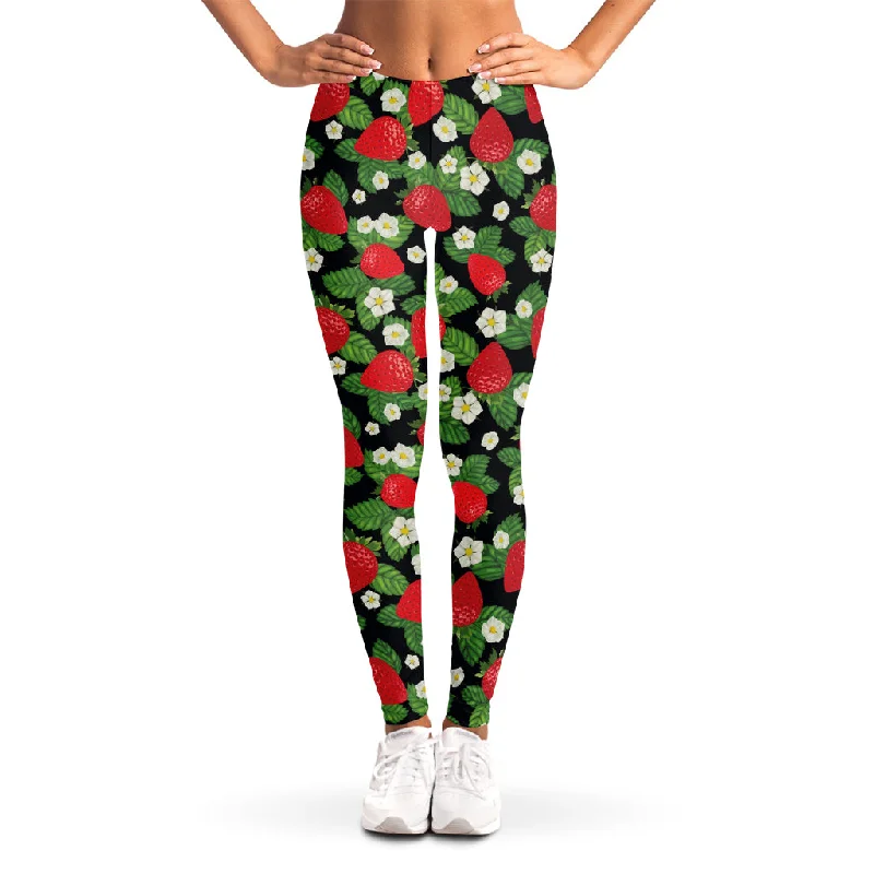 Buy Now Strawberry And Flower Pattern Print Women's Leggings