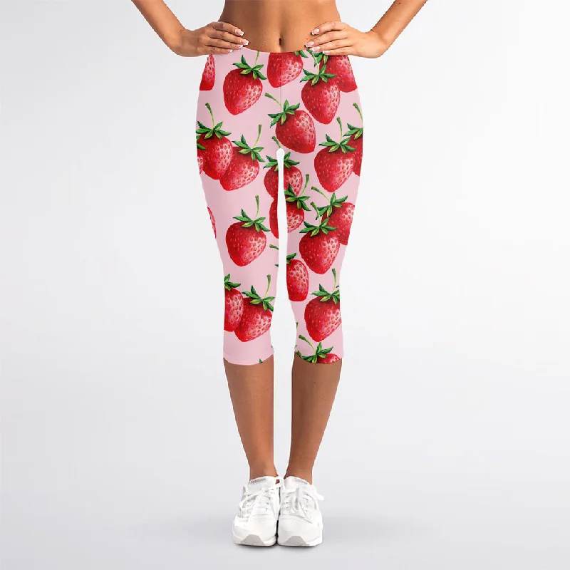 Discount Days Strawberry Fruit Pattern Print Women's Capri Leggings
