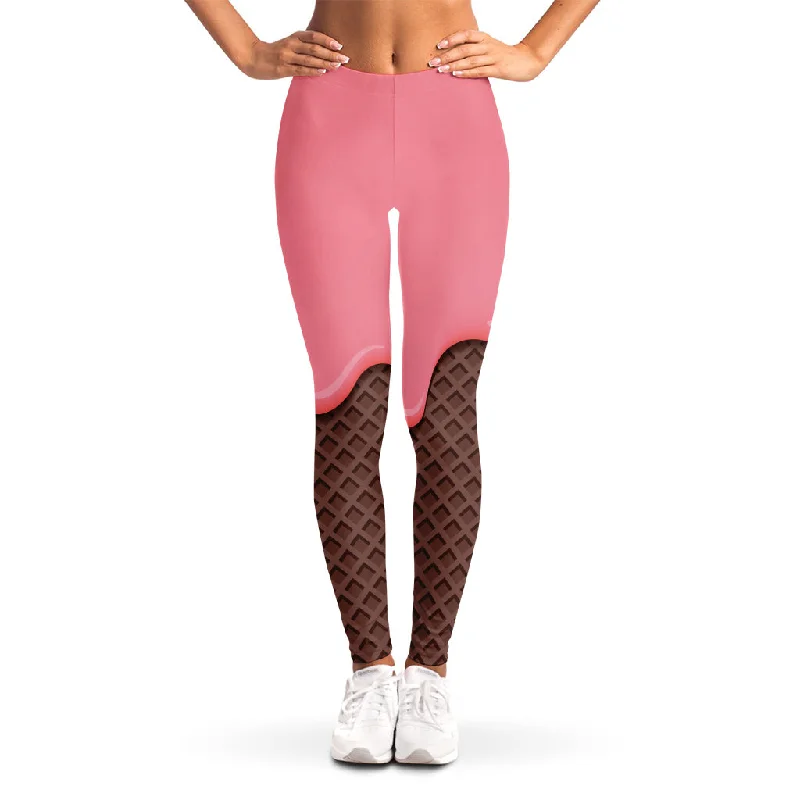 Today's Special Strawberry Ice Cream Melted Print Women's Leggings