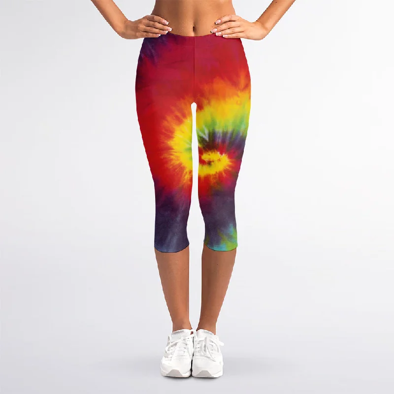 Seasonal Clearance Summer Tie Dye Print Women's Capri Leggings