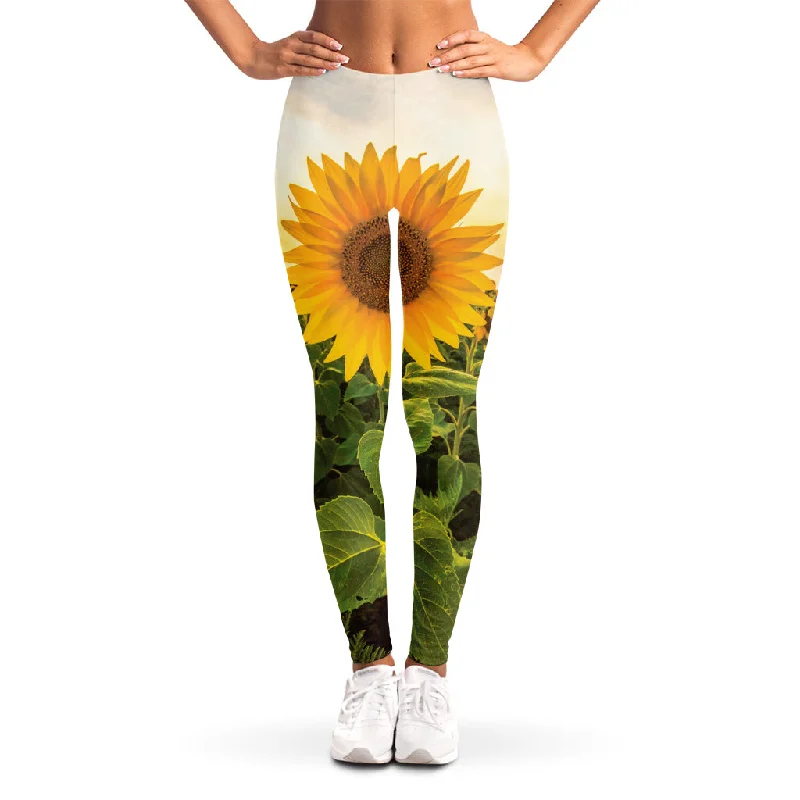 Best Deals Sunflower Landscape Print Women's Leggings