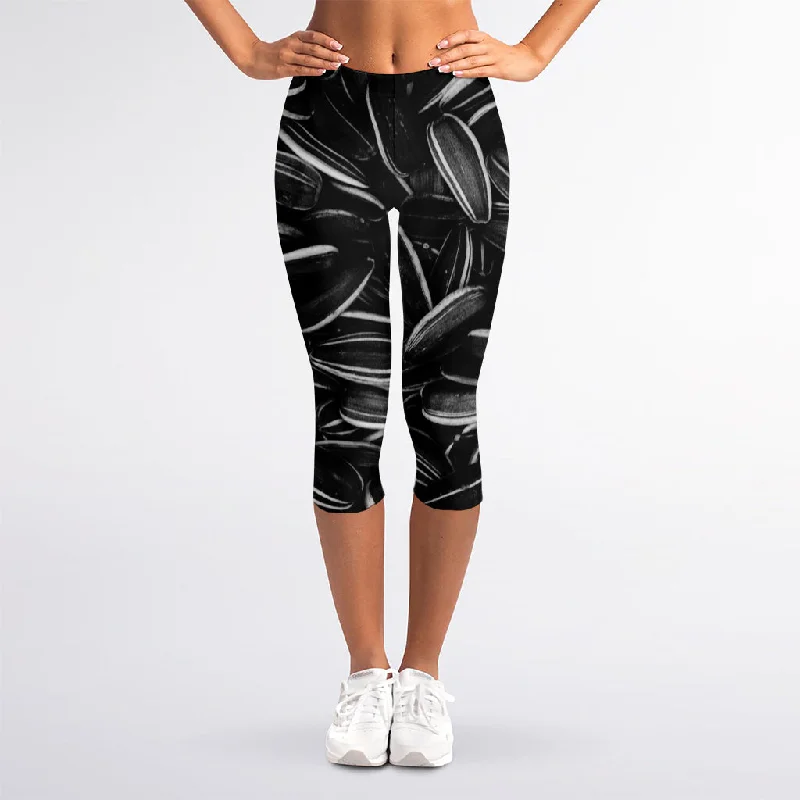 Year-End Sale Sunflower Seeds Print Women's Capri Leggings