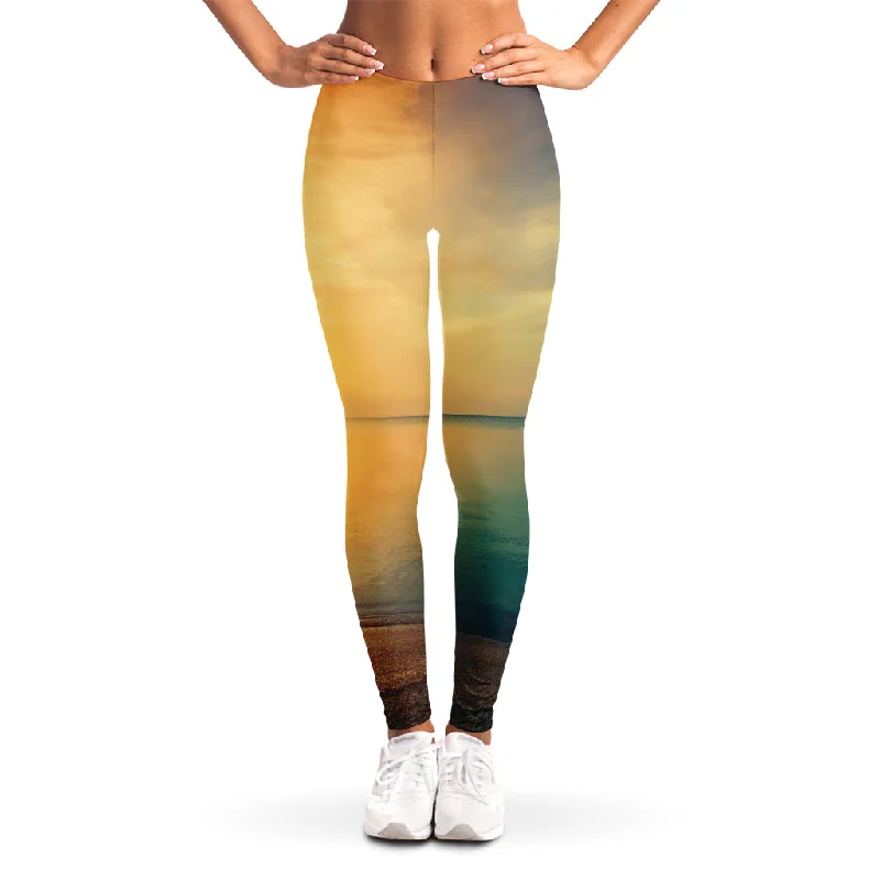 Clearance Event Sunrise Beach Print Women's Leggings